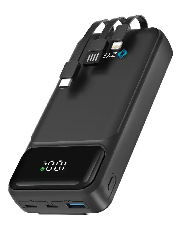 20000mAh Power Bank with Built-In | USB-C & Lightning Cables