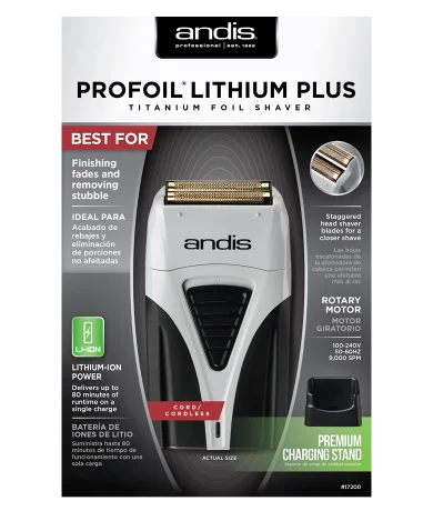 ANDIS ProFoil‚ Lithium Plus Titanium Foil Shaver, Cord/Cordless (Black & Grey)