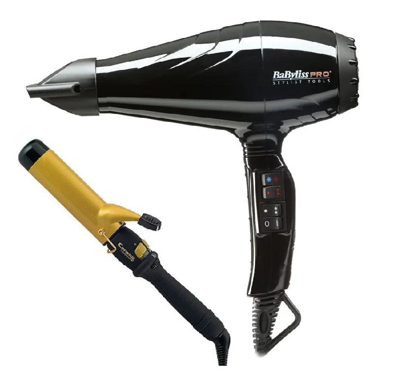 BaByliss PRO Attitude Hair Dryer & Ceramic Curling Tong 38mm Pack