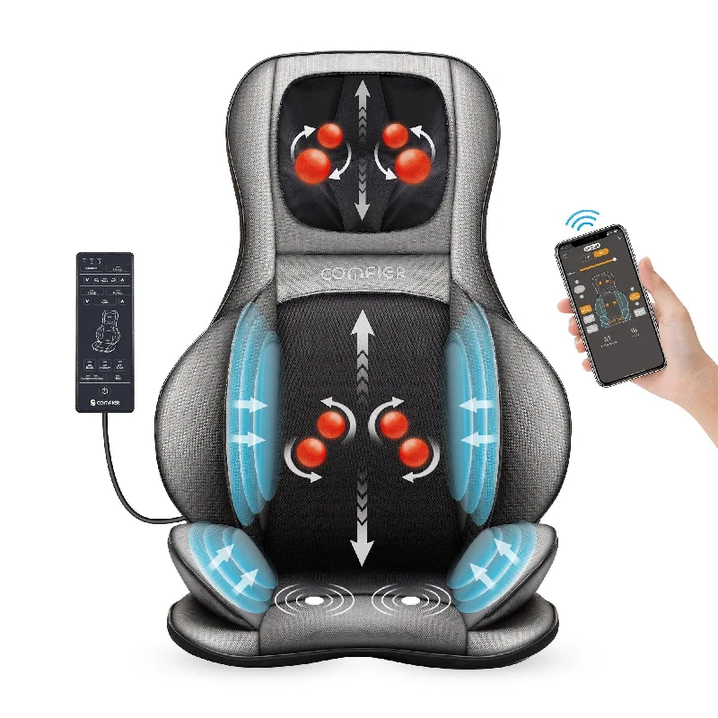 Comfier Shiatsu Neck & Back Massager, 2D/3D Kneading Massage Chair Pad, APP Remote --2309A-APP Comfier Shiatsu Neck & Back Massager, 2D/3D Kneading Massage Chair Pad, APP Remote --2309A-APP