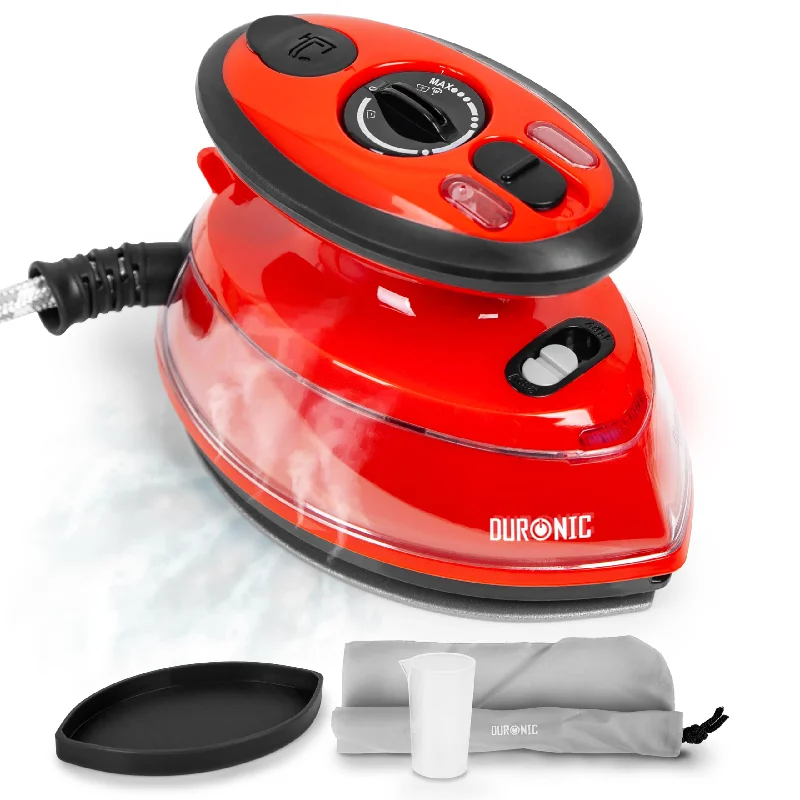 Duronic Steam Travel Iron Si3 RD Small Mini Compact Steamer Quilting Craft Iron 400W, 35ml Capacity with Brush and Variable Heat Settings, Patchwork, Applique, For Holiday Duronic Steam Travel Iron Si3 RD Small Mini Compact Steamer Quilting Craft Iron 400W, 35ml Capacity with Brush and Variable Heat Settings, Patchwork, Applique, For Holiday