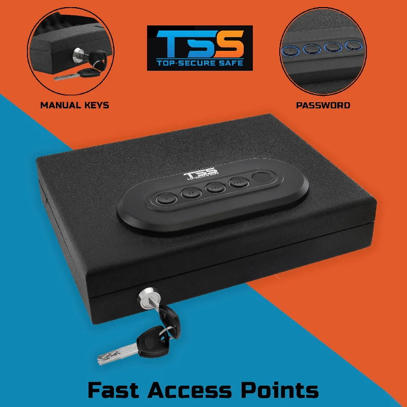 Gun Safe Lock Box Firearm Pistol Revolver Money Watch Vault 2 Point Access Reinforced 1 Year Warranty