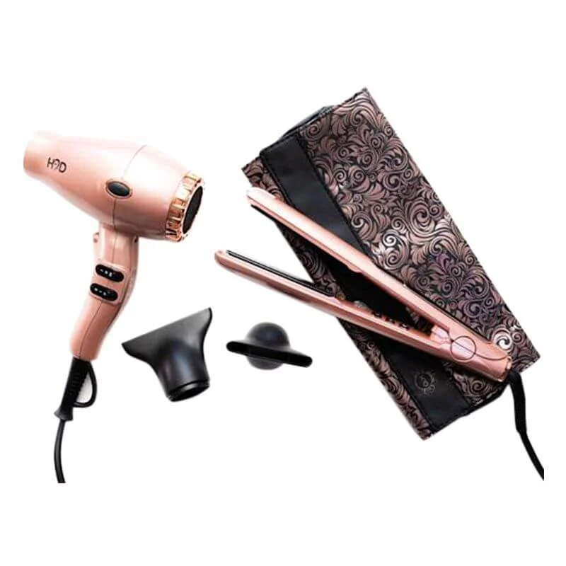 H2D Linear II Rose Gold Hair Straightener & Blowdryer Duo Set