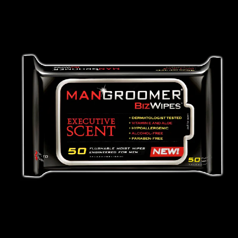 MANGROOMER Biz Wipes® - Flushable Moist Personal Man Wipes Engineered for Men