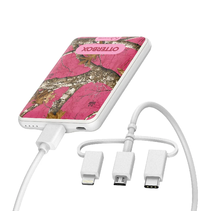 Otterbox 5,000 mAh 3-in-1 Portable Power Bank Mobile Charging Kit - White (Realtree Flamingo) - 15-12099 Otterbox 5,000 mAh 3-in-1 Portable Power Bank Mobile Charging Kit - White (Realtree Flamingo) - 15-12099