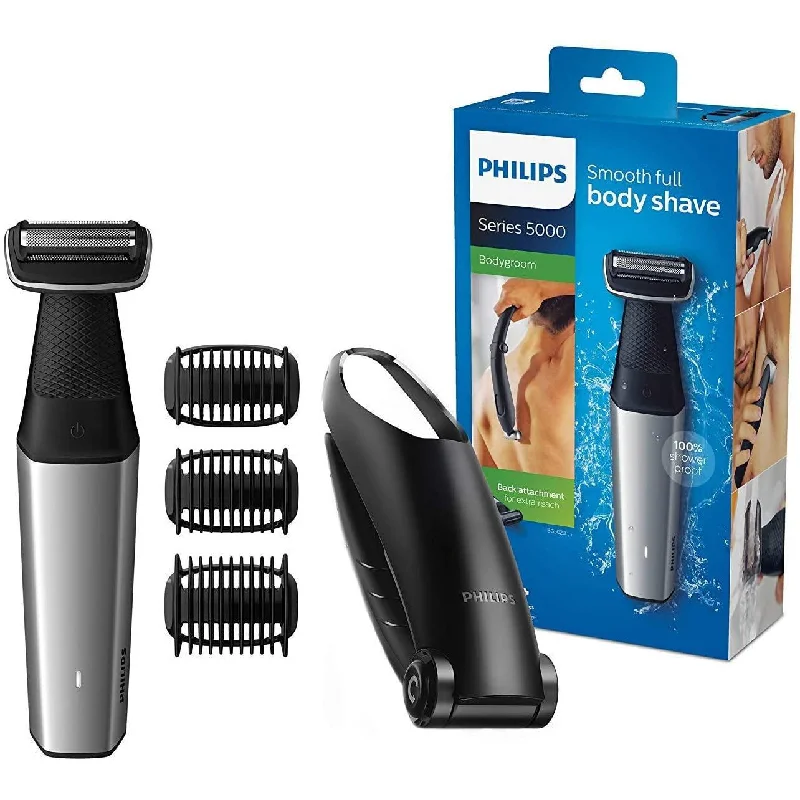 Philips BG5020/15 Bodygroom Series 5000 with Back Hair Removal Attachment and 3 Comb Attachments for Trimming