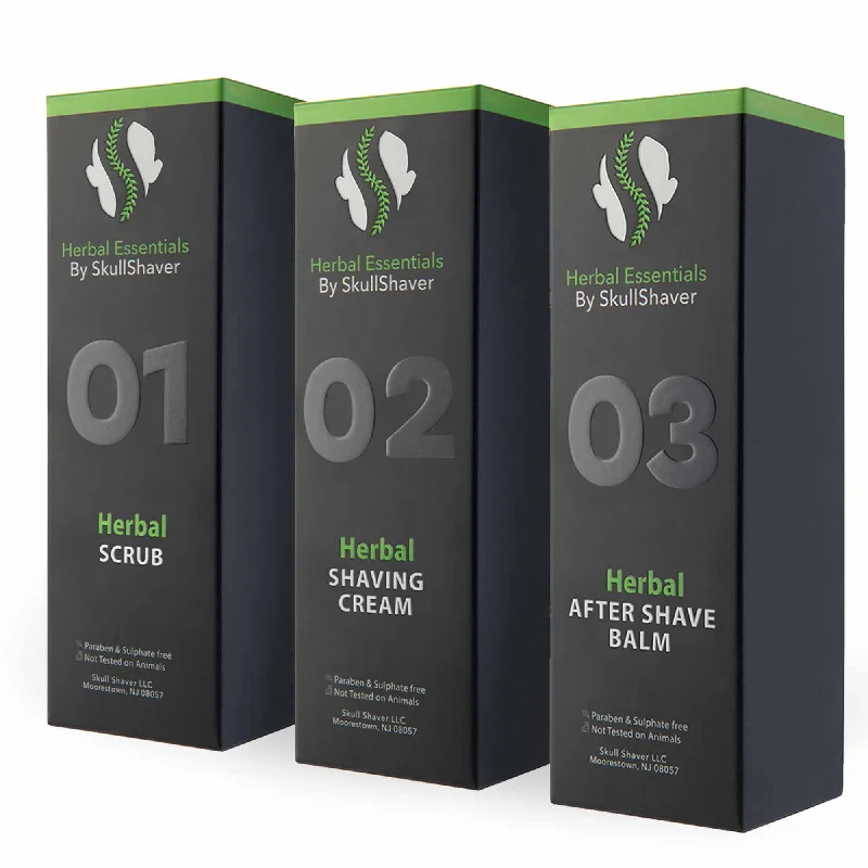Herbal Balm, Scrub, and Shaving Cream Full Size Bundle