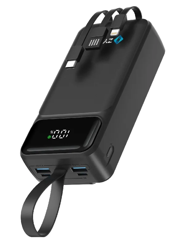 27000mAh Power Bank with Built-In USB-C & Lightning Cables