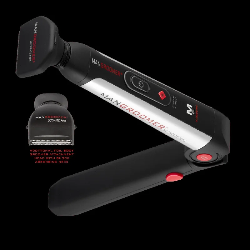 MANGROOMER - ULTIMATE PRO Back Shaver with 2 Shock Absorber Flex Heads, Power Hinge, Extreme Reach Handle and Power Burst