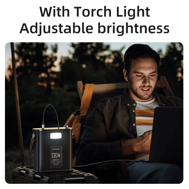 USAMS 130W Power Station 80000mAh Emergency Power Supply Poratble Fast Charger Outdoor Camping Home Energy Travel Fishing