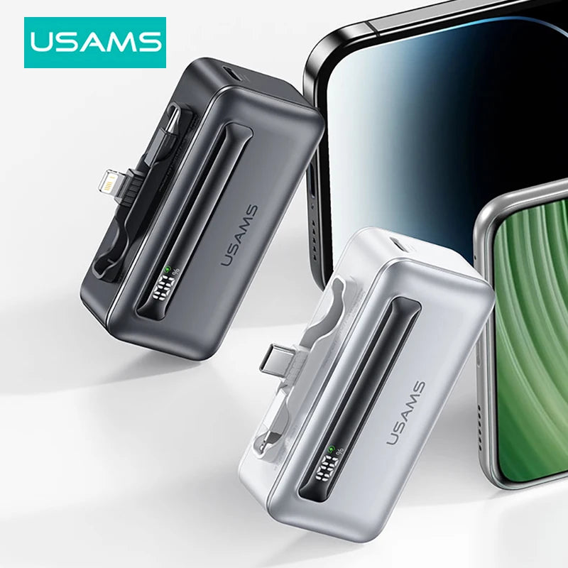 USAMS 20W Mini Power Bank with Two Hidden Interface Fast Charge Powerbank Portable External Battery Charger for Smartphones USAMS 20W Mini Power Bank with Two Hidden Interface Fast Charge Powerbank Portable External Battery Charger for Smartphones