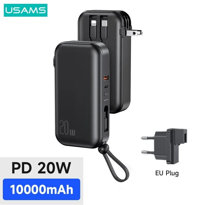USAMS 22.5W Fast Power Bank For iPhone iPad 10000mAh Portable Powerbank Charger External Battery For Xiaomi Huawei Samsung USAMS 22.5W Fast Power Bank For iPhone iPad 10000mAh Portable Powerbank Charger External Battery For Xiaomi Huawei Samsung