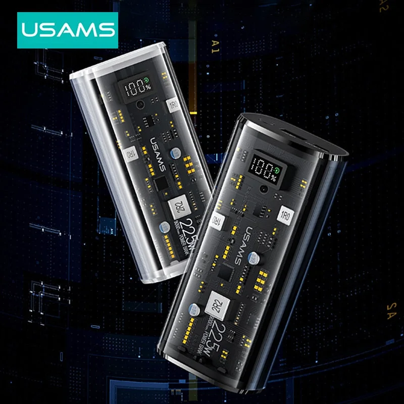 USAMS Transparent Power Bank 9000mAh 20W PD Fast Charging Powerbank Digital Display Portable Baterry Charger for iPhone Samsung Xiaomi USAMS Transparent Power Bank 9000mAh 20W PD Fast Charging Powerbank Digital Display Portable Baterry Charger for iPhone Samsung Xiaomi